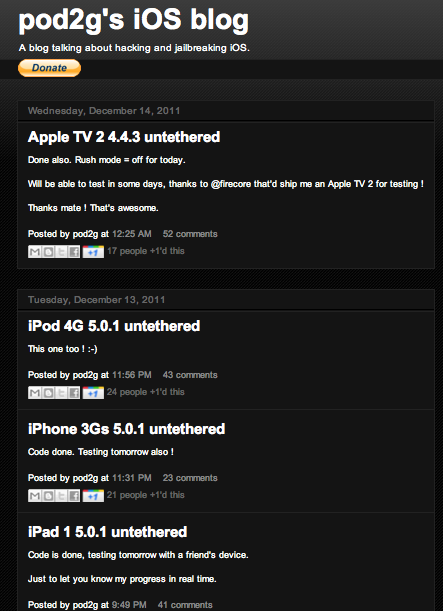 Pod2g anuncia que todos dispositivos A4 ya tienen Jailbreak Untethered completo en iOS 5.0.1 falta solo probar con los q cuentan con chip A5