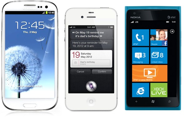 Comparando: Galaxy S III versus iPhone 4S versus Lumia 900 los tres más potentes terminales de las principales plataformas