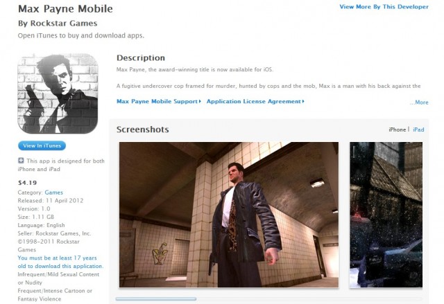 Max Payne ya disponible en la App Store, pero de Nueva Zelanda Se adelanta a su lanzamiento mundial del día de mañana