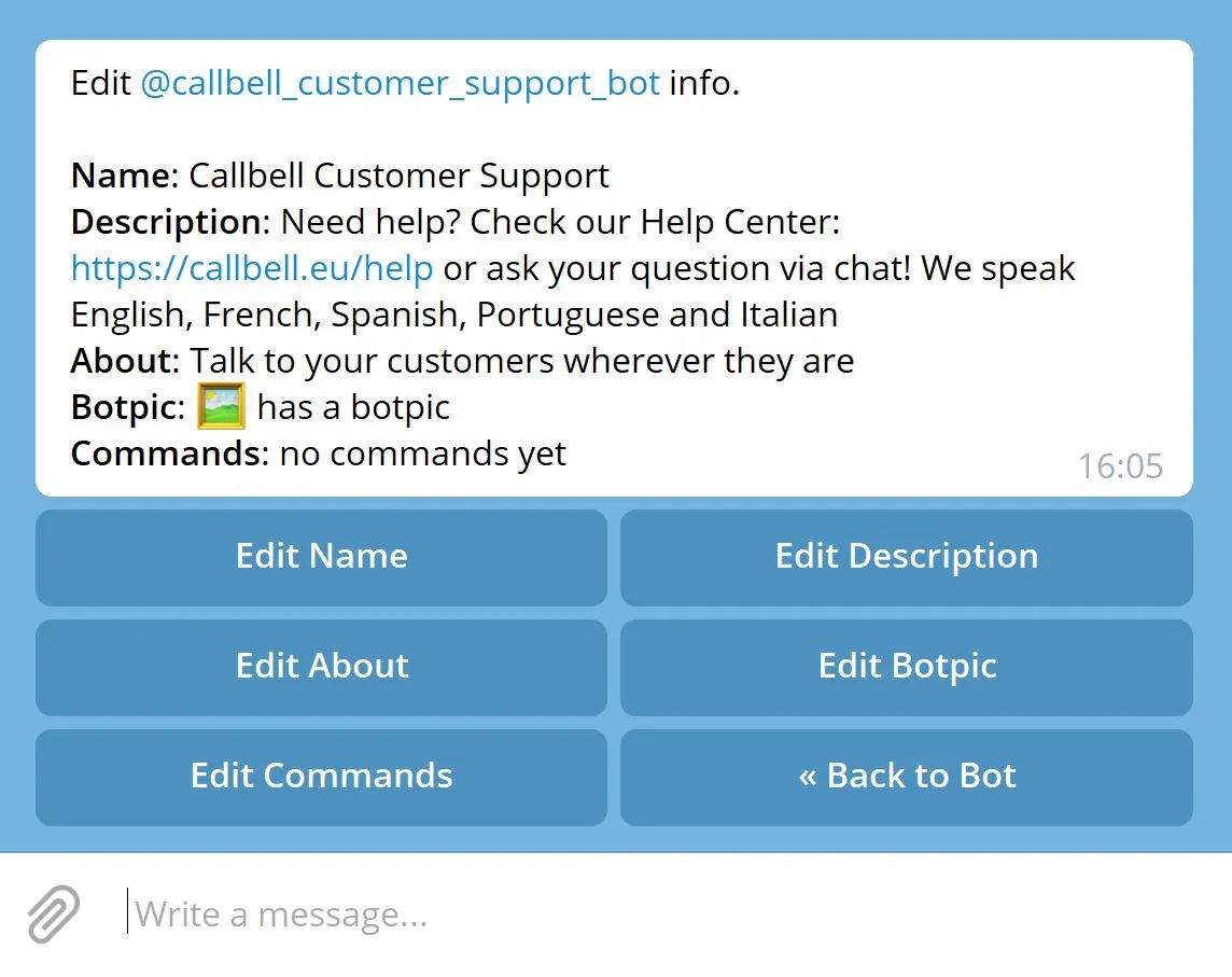 Telegram bots to edit your profile