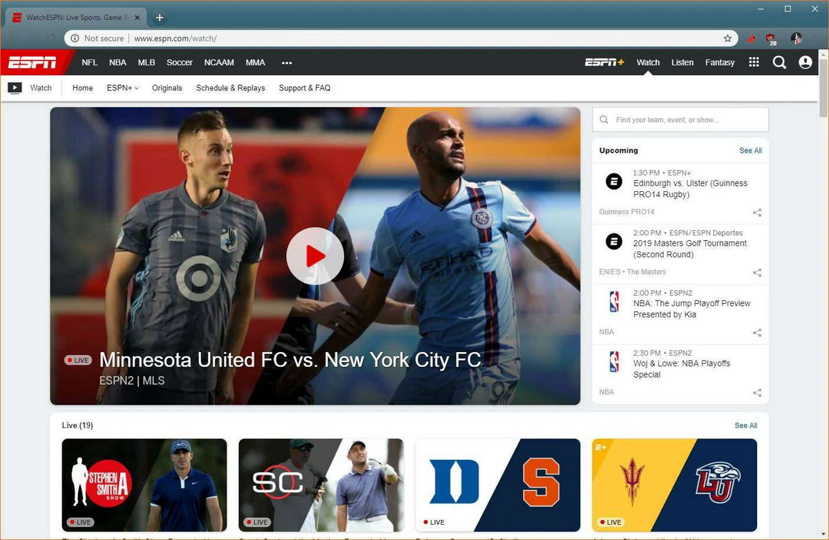 Watch sports and soccer matches for free on Internet