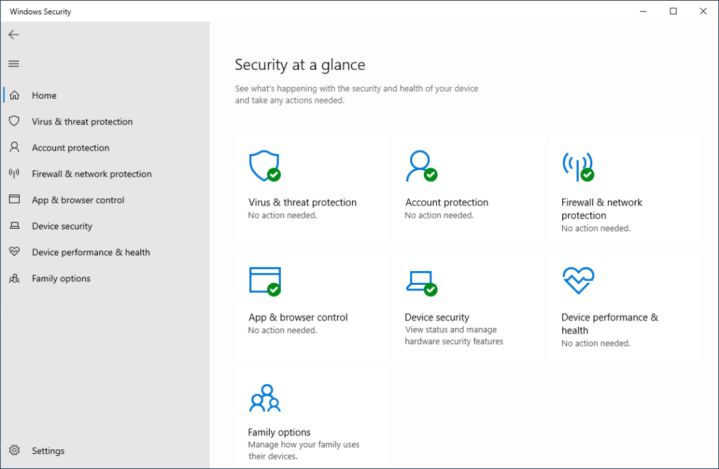 Search for virus in Windows 10