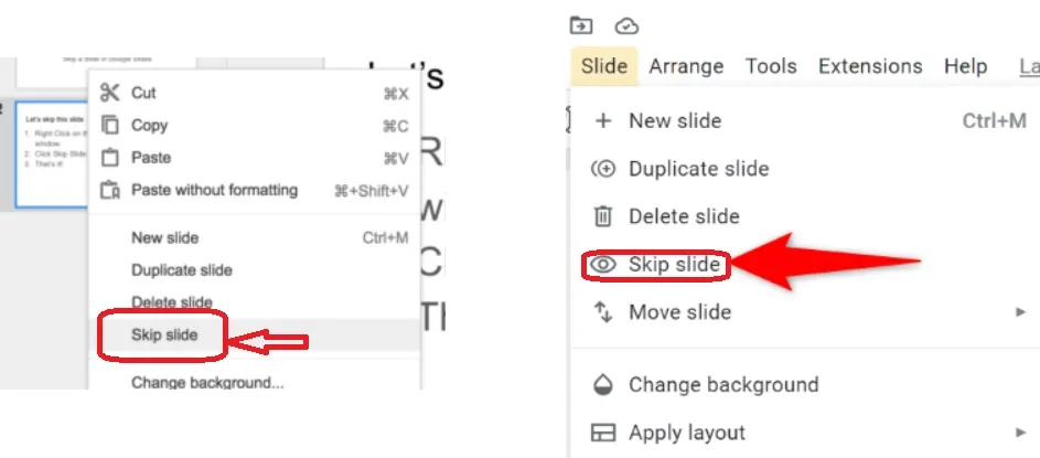 How to hide slides in Google Slides