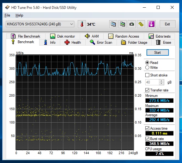 SSD-Kingston-SAVAGE-240GB-HD-Tune-Pro-Read