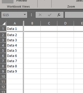 pantalla dividida de Excel