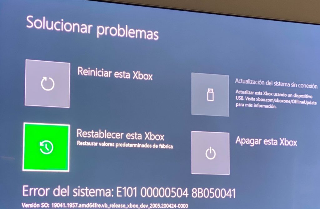 Solucionar errores sistema E101 E102 Xbox One 2