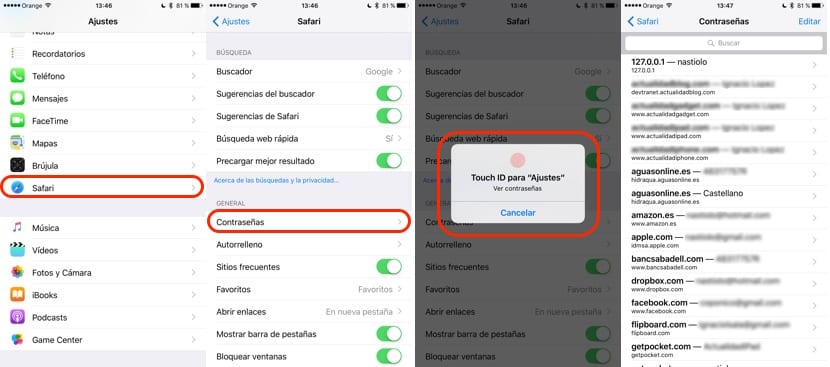 Ver las contraseñas de Safari guardadas en iOS