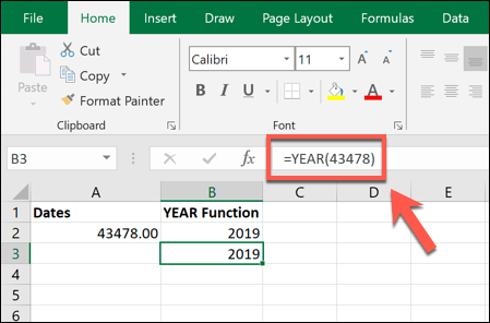 Utilizar función YEAR en Microsoft Excel