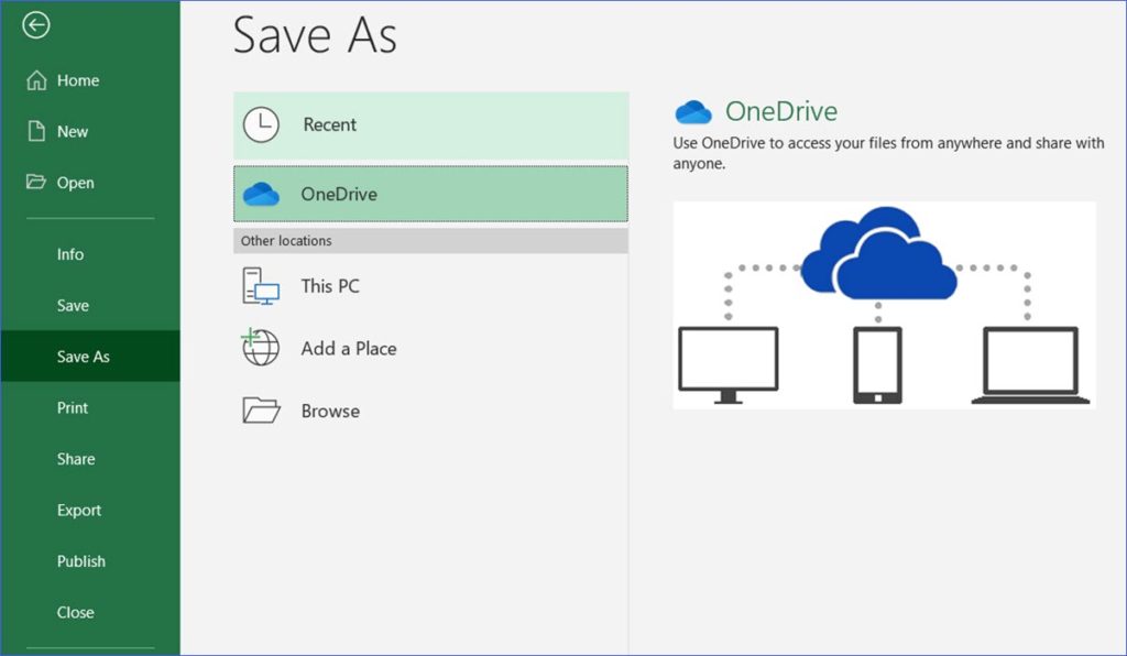 guardar archivos Excel OneDrive 2