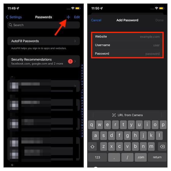 Añadir sitio web para poder usar el autenticador de contraseñas en iOS 15