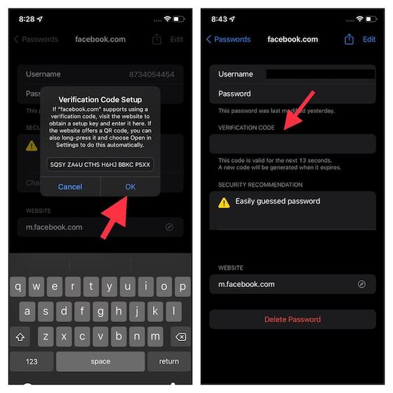 Añadimos el código para verificar el el autenticador de contraseñas en iOS 15