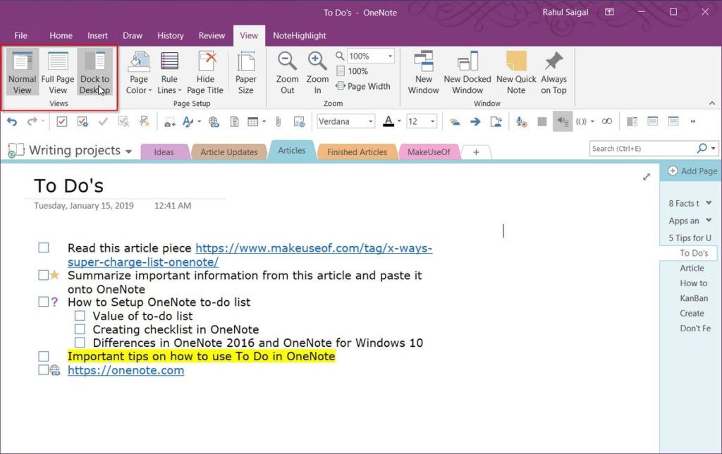 crear tareas Outlook OneNote 2