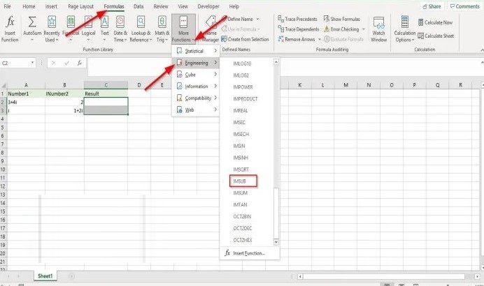 Cómo usar la función IMSUB Excel