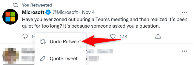 Eliminar retweet de Twitter desde un ordenador.