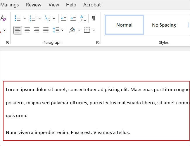 Doble espacio creado en Microsoft Word.