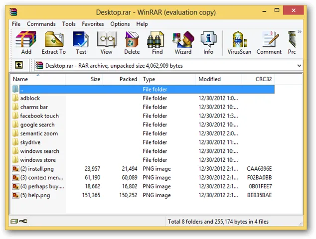 Ver archivos de WinRAR.