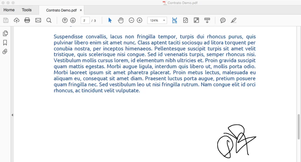 Documento PDF firmado en Macbook.