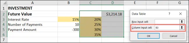 tabla análisis hipotéticos Excel 6