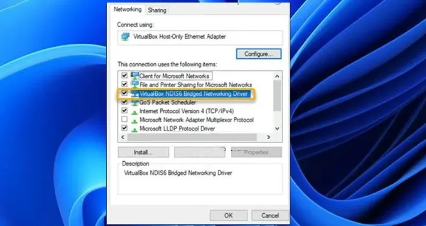 Deshabilitar y habilitar el controlador de red en puente VirtualBox NDIS6