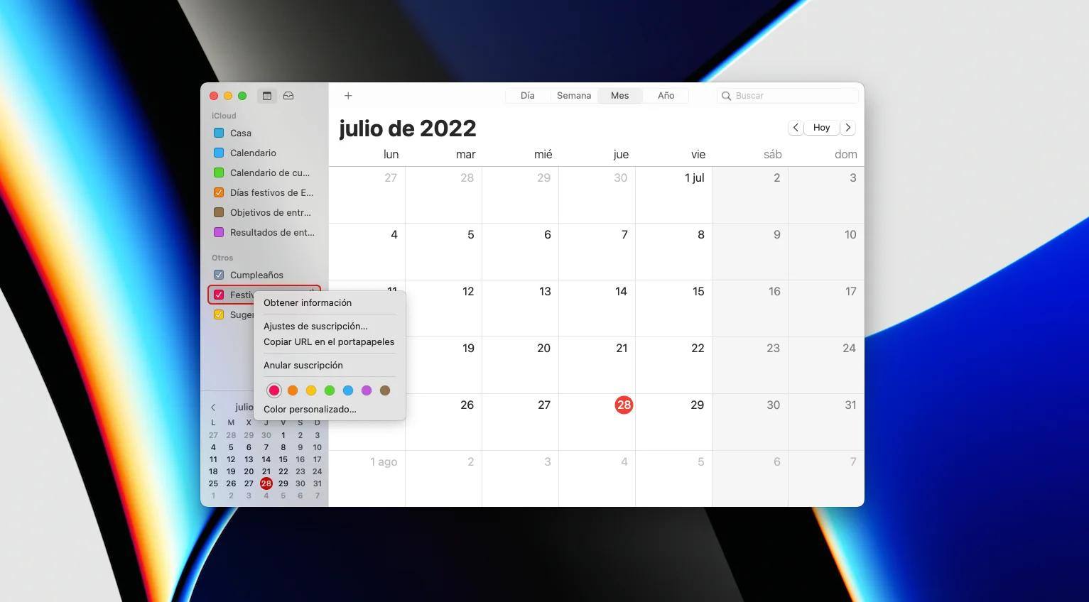 Compartir calendario Mac