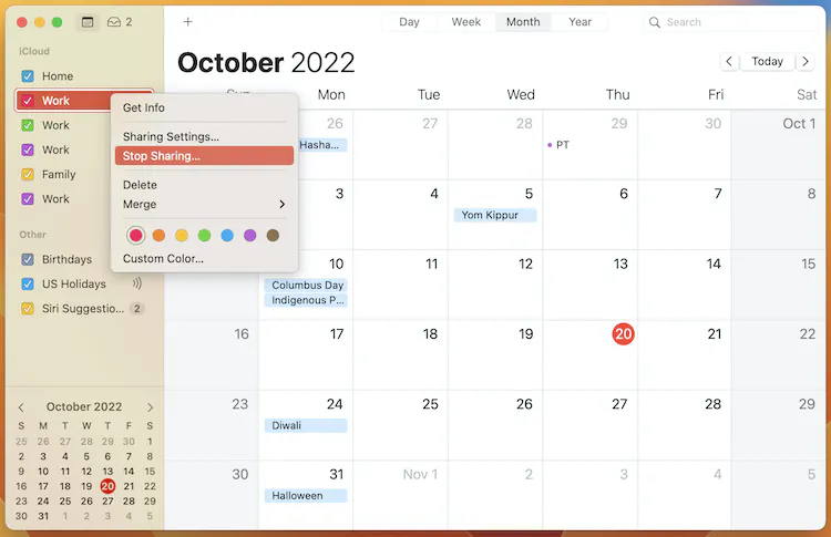 Compartir calendario Mac