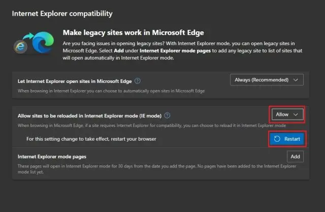 Reiniciar Microsoft Edge.
