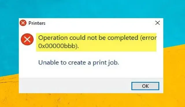 Error de impresora 0x00000bbb, no se completó la operación