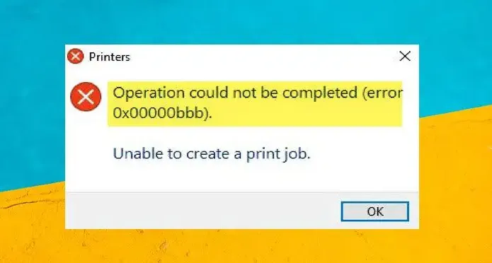 Solución: Error de impresora 0x00000bbb