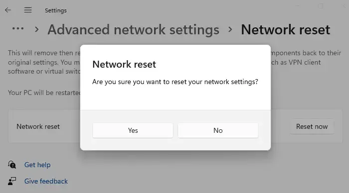 network reset
