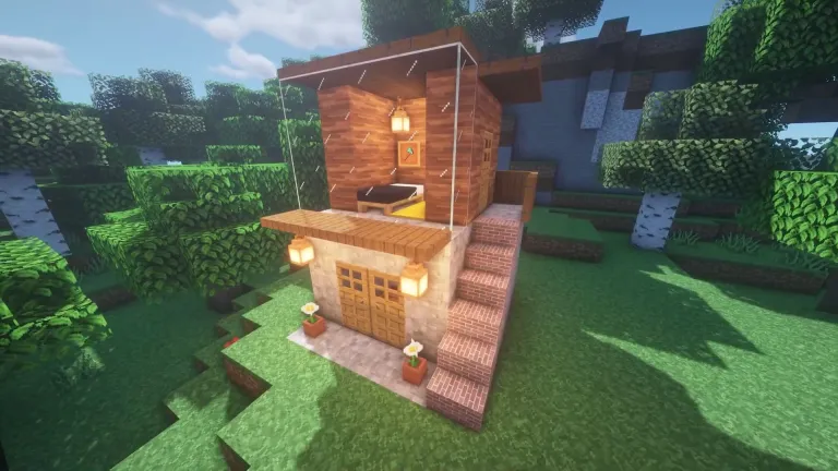 Una casa muy simple de 5x5 en Minecraft, fácil de construir.