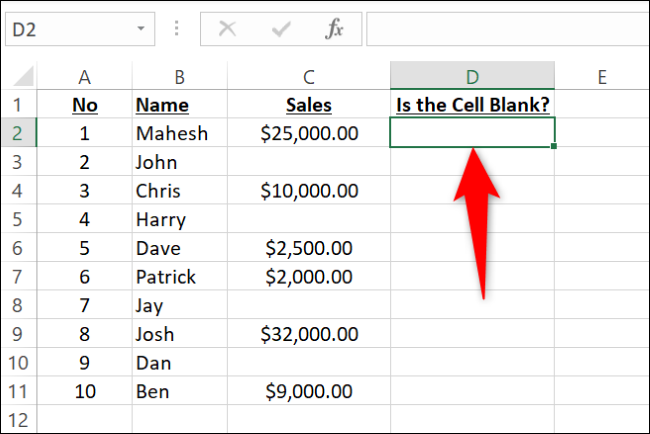Cómo comprobar si una celda está en blanco con ISBLANK en Excel