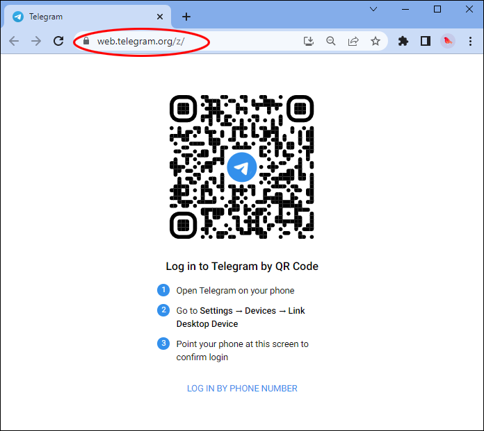 Código QR de Telegram para escanear en PC.