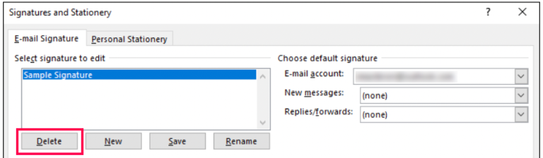 Borrar firma de Outlook en Windows.