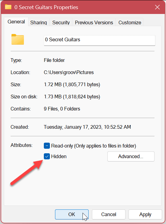 ocultar archivos Windows 11 3
